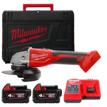 Шліфмашина кутова акумуляторна безщіткова MILWAUKEE, M18 BLSAG125X-402X, 800Вт, діаметр 125мм (зарядний.пристрій М12-18 С, 2 аку