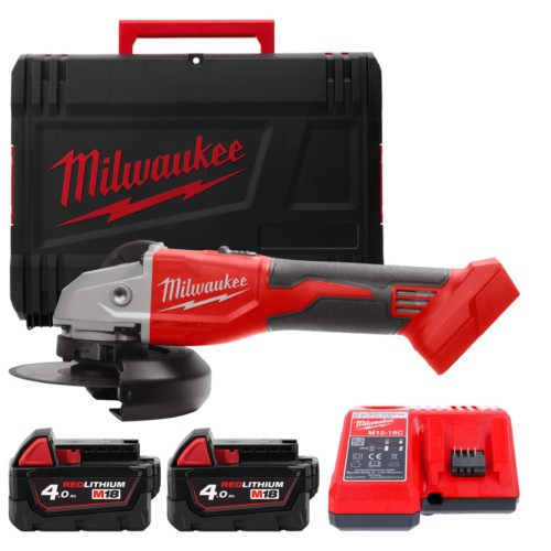Шліфмашина кутова акумуляторна безщіткова MILWAUKEE, M18 BLSAG125X-402X, 800Вт, діаметр 125мм (зарядний.пристрій М12-18 С, 2 аку