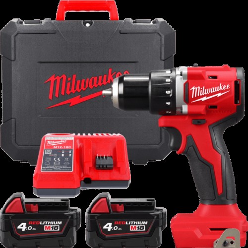 Дриль-шуруповерт акумуляторний безщітковий MILWAUKEE, M18 BLDDRC-402C, 60,5Нм (зарядний пристрій М12-18 С, 2 акумулятори М18 В4