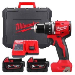 Дриль-шурупокрут акумуляторний безщітковий MILWAUKEE, M18 BLDDRC-502С, 60,5Нм (зарядний пристрій М12-18 FС, 2 акумулятори М18 В5