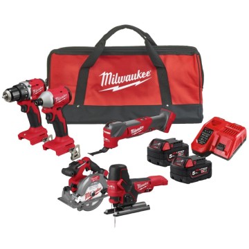 Набір 3 5ти інструментів акумуляторних безщіткових MILWAUKEE, M18 BLCPP5A-502B (зарядний пристрій M12-18 FC, 2 акумулятори М18 В