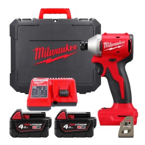 Шурупокрут ударний акумуляторний безщітковий 1/4'' HEX MILWAUKEE, M18 BLIDRC-402C, 190Нм (зарядний пристрій М12-18 С, 2 акумулят