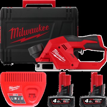 Рубанок акумуляторний безщітковий MILWAUKEE, M12 BLP-402X (зарядний пристрій С12, 2 акумулятори М12 В4 4Аг, HDкейс)
