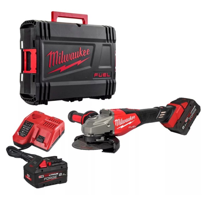 Шліфмашина кутова - болгарка акумуляторна безщіткова MILWAUKEE, M18 FHSAG125XB2-802X, 1800Вт діаметр 125мм (зарядний пристрій M1 Шліфмашина кутова - болгарка акумуляторна безщіткова MILWAUKEE, M18 FHSAG125XB2-802X, 1800Вт діаметр 125мм (зарядний пристрій M1