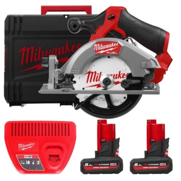 Пила дискова ручна акумуляторна безщіткова MILWAUKEE, M12 FCS442-502X, діаметр 140мм (зарядний пристрій С12 С, 2 акумулятори М12