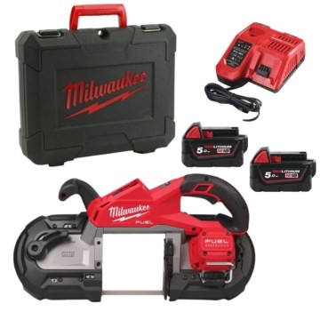 Пила стрічкова акумуляторна MILWAUKEE, M18 FBS127-502C (зарядний пристрій M12-18 FC, 2 акумулятори М18 В5 5Аг, кейс)