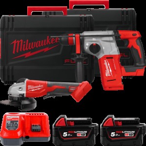 Набір з 2х інструментів акумуляторних безщіткових MILWAUKEE, M18 BLPP2G-502X (зарядний пристрій M12-18FC, 2 акумулятори М18 В5 5