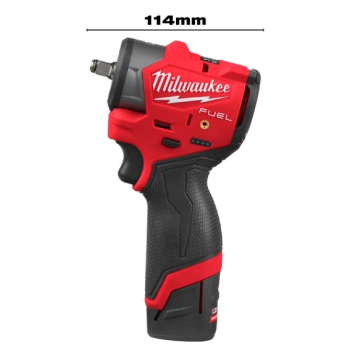 Гайковерт акумуляторний безщітковий 3/8'' MILWAUKEE, M12 FSCIWF38-252X, 305Нм, з кільцем (зарядний пристрій С12 С, 2 акумулятори Гайковерт акумуляторний безщітковий 3/8'' MILWAUKEE, M12 FSCIWF38-252X, 305Нм, з кільцем (зарядний пристрій С12 С, 2 акумулятори