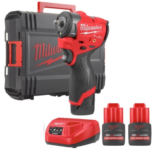 Гайковерт акумуляторний безщітковий 3/8'' MILWAUKEE, M12 FSCIWF38-252X, 305Нм, з кільцем (зарядний пристрій С12 С, 2 акумулятори
