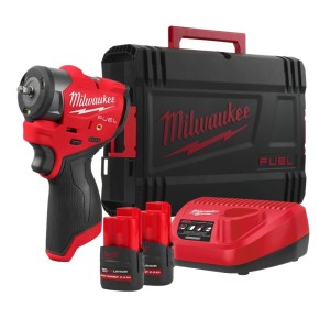 Гайковерт акумуляторний безщітковий 1/4'' MILWAUKEE, M12 FSCIWF14-252X, 136Нм, з кільцем (зарядний пристрій С12 С, 2 акумулятори