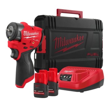 Гайковерт акумуляторний безщітковий 1/4'' MILWAUKEE, M12 FSCIWF14-252X, 136Нм, з кільцем (зарядний пристрій С12 С, 2 акумулятори