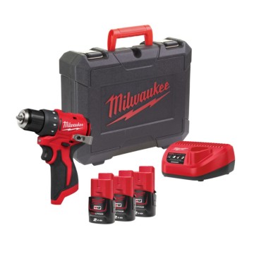 Дриль-шурупокрут акумуляторний безщітковий MILWAUKEE, M12 BLDDRC-203C, 40Нм (зарядний пристрій С12, 3 акумулятори М12 В2 2Аг, кл