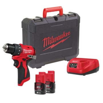 Дриль-шурупокрут акумуляторний безщітковий MILWAUKEE, M12 BLDDRC-202C, 40Нм (зарядний пристрій С12, 2 акумулятори М12 В2 2Аг, кл