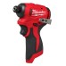 Шуруповерт ударний акумуляторний безщітковий 1/4'' HEX MILWAUKEE, M12 BLIDRC-0, 124Нм (каркас, кліпса для ременя, картонне пакув