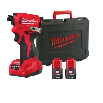 Шурупокрут ударний акумуляторний безщітковий 1/4'' HEX MILWAUKEE, M12 BLIDRC-202C, 124Нм (зарядний пристрій С12 С, 2 акумулятори