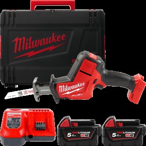 Пила шабельна акумуляторна MILWAUKEE, M18 FHZ-502X (зарядий пристрій M12-18 FC, 2 акумулятори М18 В5 5Аг, полотно, HDкейс)