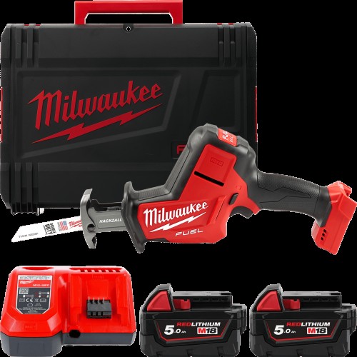 Пила шабельна акумуляторна MILWAUKEE, M18 FHZ-502X (зарядий пристрій M12-18 FC, 2 акумулятори М18 В5 5Аг, полотно, HDкейс)