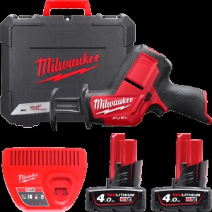 Пила шабельна акумуляторна безщіткова MILWAUKEE, M12 CHZ-402C M12 (зарядний пристрій С12 , 2 акумулятори М12 В2 2Аг, полотно, ке