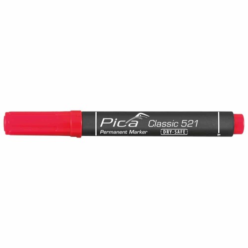 Маркер перманентний Pica 521/40 Classic Permanent Marker Chisel tip, зі скошеним носиком, червоний