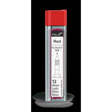 Запасні стрижні PICA 7031 Fine Dry червоний 0,9мм, 12шт