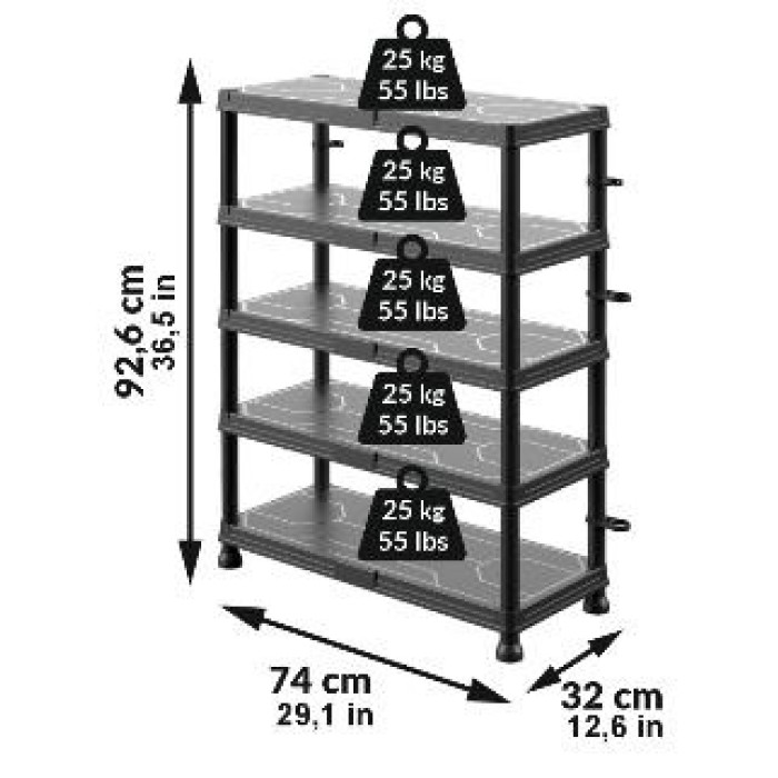 Система стелажів QBRICK SYSTEM REGULAR Low 74/32см, 5полиць, 100 кг (5901238263302) Система стелажів QBRICK SYSTEM REGULAR Low 74/32см, 5полиць, 100 кг (5901238263302)