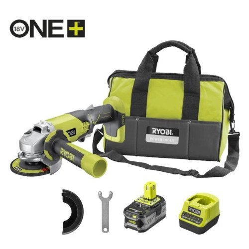 Шліфмашина кутова акумуляторна RYOBI, M18 M18 R18AG-140S, діаметр 115мм (ЗП+1 акум.x 4.0Aг, сумка)