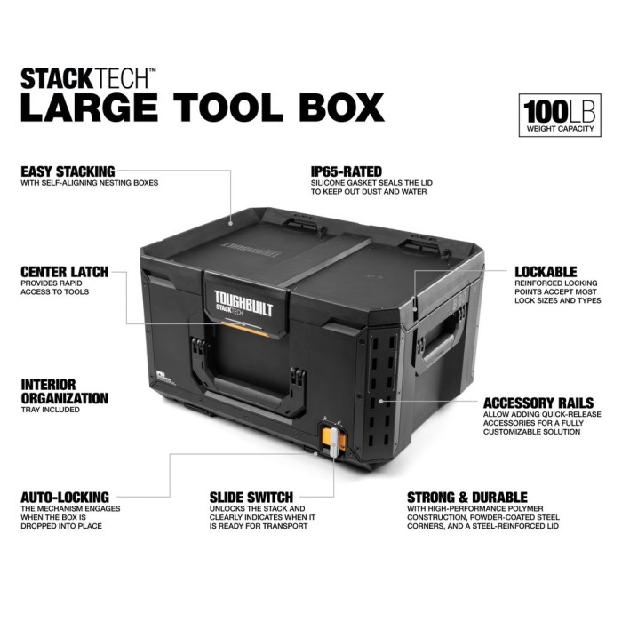 Скринька для інструментів TOUGHBUILT StackTech Large Tool Box TB-B1-B-50 Скринька для інструментів TOUGHBUILT StackTech Large Tool Box TB-B1-B-50