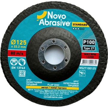Круг пелюстковий торцевий NOVOABRASIVE 27 125x22,23 мм, P100