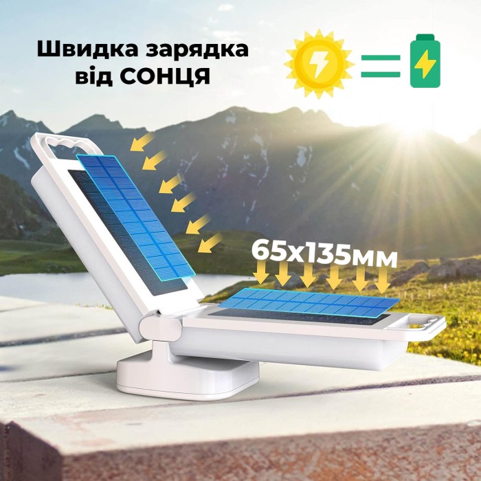 Лампа на сонячних батареях, акумуляторний LED світильник – нічник, ліхтар для кемпінгу Лампа на сонячних батареях, акумуляторний LED світильник – нічник, ліхтар для кемпінгу