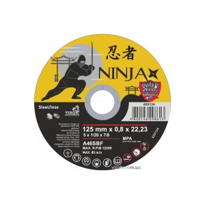 Диск відрізний по металу/нержав. сталі NINJA : Ø= 125 х 22.23 мм, t= 0.8 мм [25шт/уп/400]