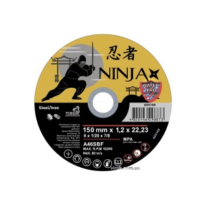 Диск відрізний по металу/нержав. сталі NINJA : Ø= 150 х 22.23 мм, t= 1,2 мм (25шт/уп)