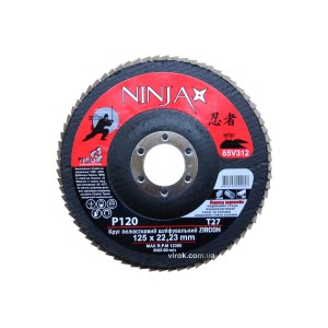 Круг пелюстковий шліфувальний NINJA Zirconium : Т27, 125х22 мм, Р120, Al, Inox, Steel [10/200шт. уп]