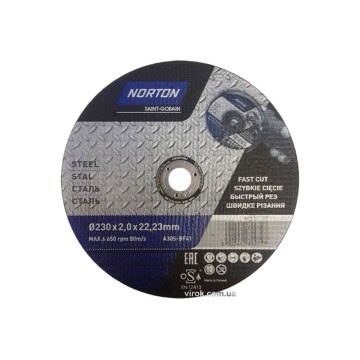 Диск відрізний по металу NORTON-DIY; Ø= 230/ 22,2 мм, h= 3,0 мм