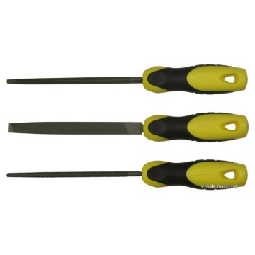 Набір рашпилів STANLEY : плоский, півкруглий, круглий, L= 200 мм, з драчовою насічкою, 3 шт