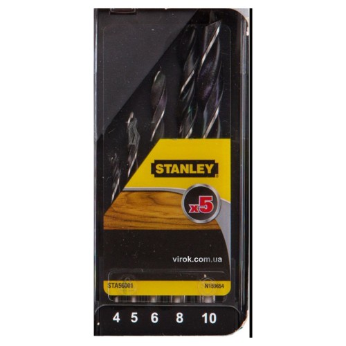 Набір свердл по дереву STANLEY : Ø=4-10 мм, компл. 5 шт.