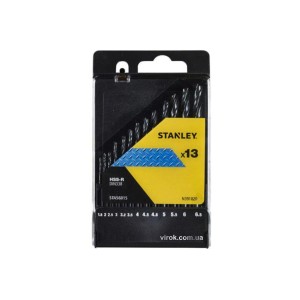 Набір свердл по металу STANLEY : HSS-R Ø= 1,5- 6,5 мм., 13 шт.