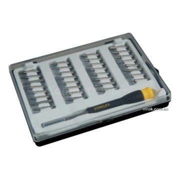 Викрутка-тримач з прецизійними насадками STANLEY : SL, PH, HEX, TORX, в футлярі, 17 шт