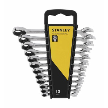 Ключі комбіновані з тріщаткою STANLEY : М8 - М19, хром-ванадієві, компл. 12 шт.