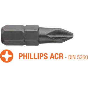 Насадка викруткова USH Industry : Phillips ACR PH2 x 25 мм (з зубцями) Уп. 5 шт.