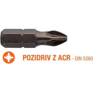 Насадка викруткова USH Industry : Pozidriv ACR PZ2 x 25 мм (з зубцями) Уп. 5 шт.