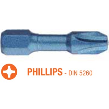 Насадка викруткова ударна USH Blue Shock : Phillips PH3 x 30 мм Torsion, Уп. 5 шт.
