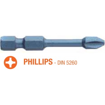 Насадка викруткова ударна USH Blue Shock : Phillips PH3 x 50 мм Torsion подовжена, Уп. 5 шт.