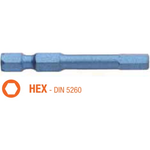 Насадка викруткова ударна USH Blue Shock : HEX SW 6 x 50 мм шестигранна подовжена, Уп. 5 шт.