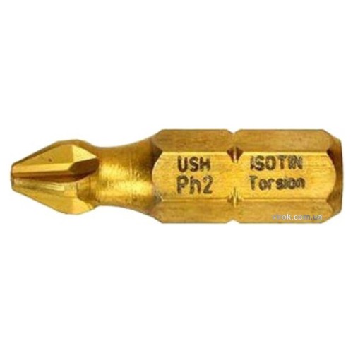 Насадка викруткова USH ISOTIN : Phillips PH3 x 25 мм. Torsion, титанове покриття. Уп. 10 шт.