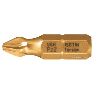 Насадка викруткова USH ISOTIN : Pozidriv PZ2 x 25 мм. Torsion, титанове покриття. Уп. 10 шт.
