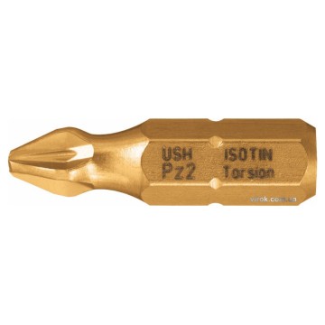Насадка викруткова USH ISOTIN : Pozidriv PZ2 x 25 мм. Torsion, титанове покриття. Уп. 10 шт.