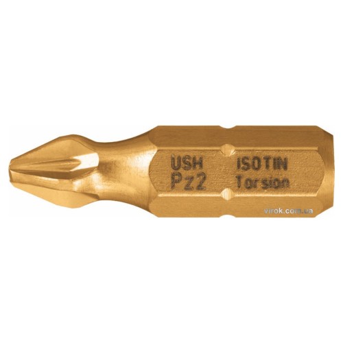 Насадка викруткова USH ISOTIN : Pozidriv PZ2 x 25 мм. Torsion, титанове покриття. Уп. 10 шт.