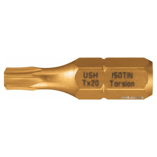 Насадка викруткова USH ISOTIN : TORX T25 x 25 мм. Torsion, титанове покриття. Уп. 10 шт.