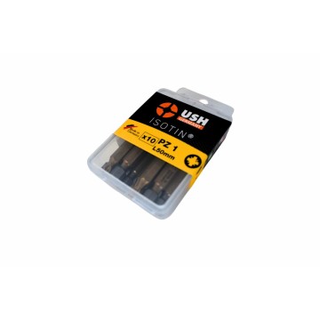 Насадка викруткова USH ISOTIN : Pozidriv PZ1 x 50 мм. Torsion. титанове покриття. Уп. 10 шт.