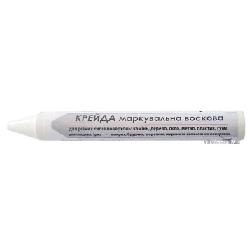 Крейда маркувальна VIROK : біла, 13x120 мм. воскова для різних поверхонь. блістер 2 шт.